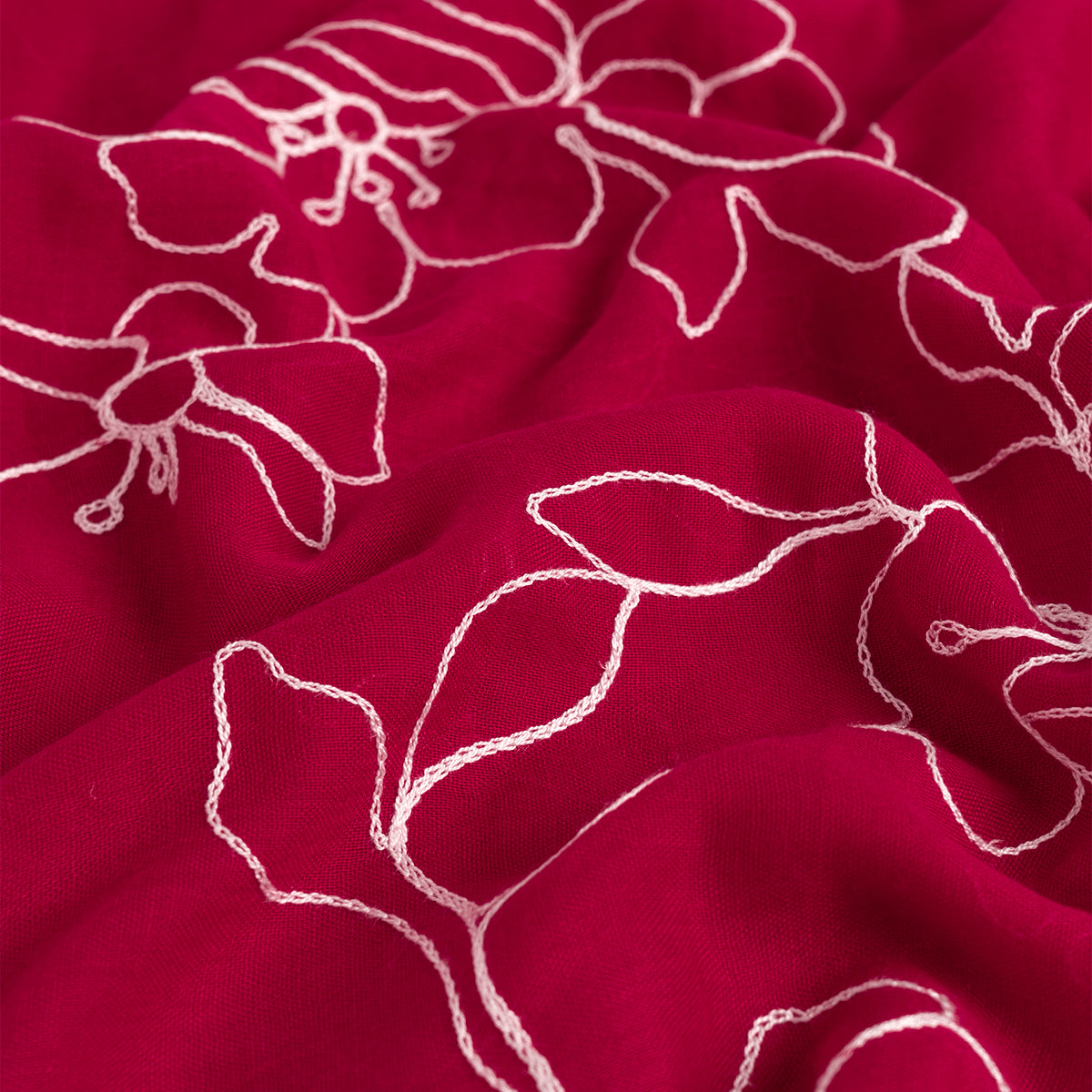 Lily Embroidered Hijab - Cherry