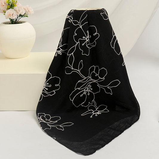 Lily Embroidered Hijab - Black