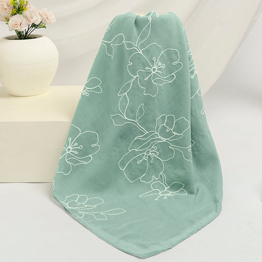 Lily Embroidered Hijab - Seafoam