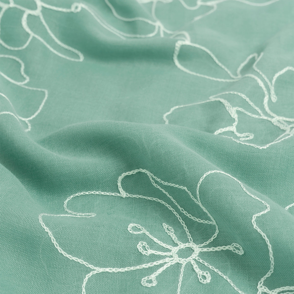 Lily Embroidered Hijab - Seafoam