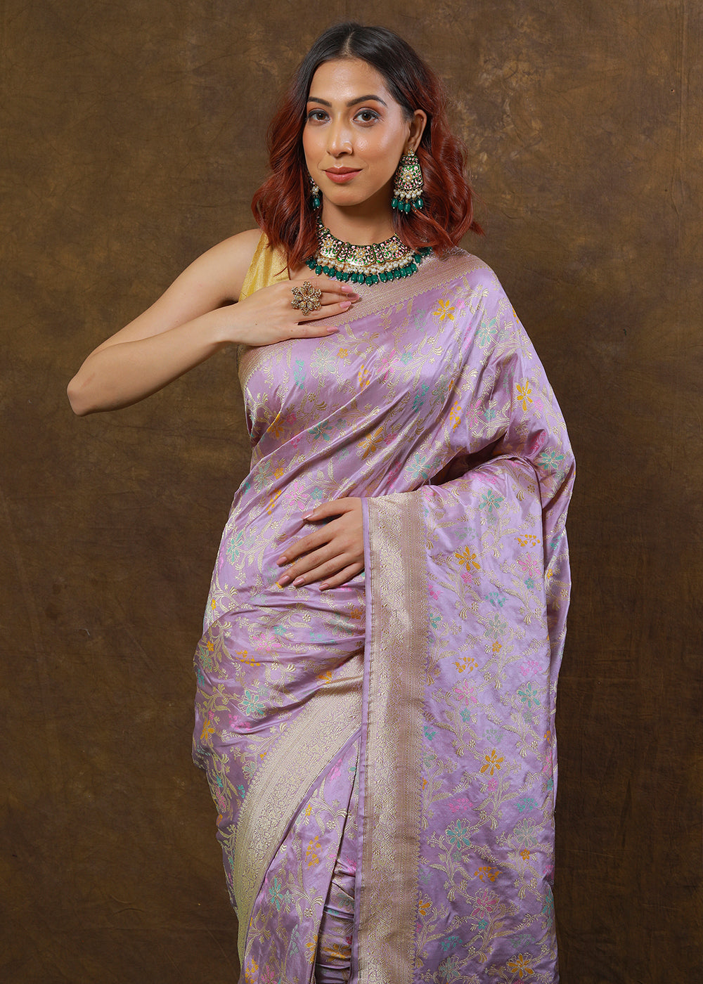 Lilac Purple Hand Woven Pure Katan Silk Saree