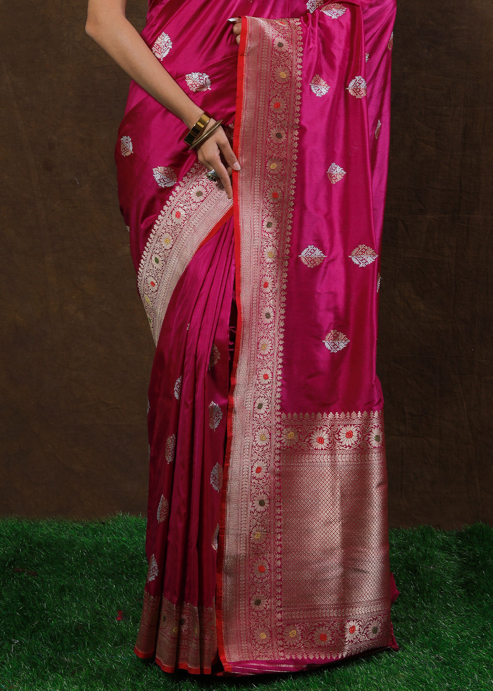 Magenta Purple Hand Woven Pure Katan Silk Saree