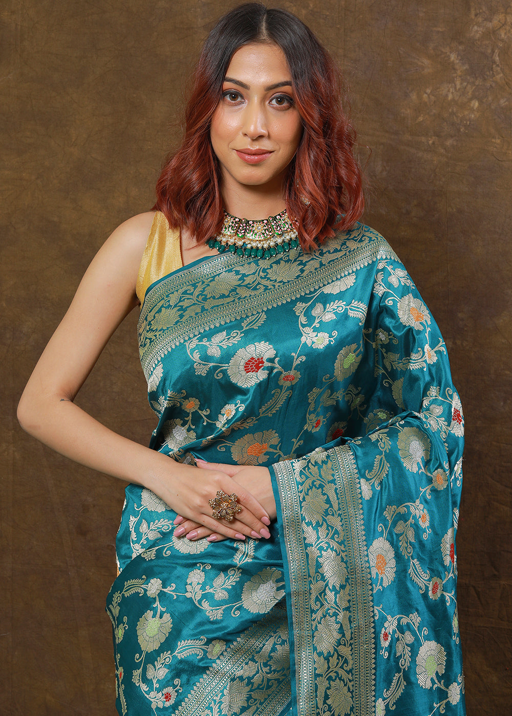 Bondi Blue Hand Woven Pure Katan Silk Saree