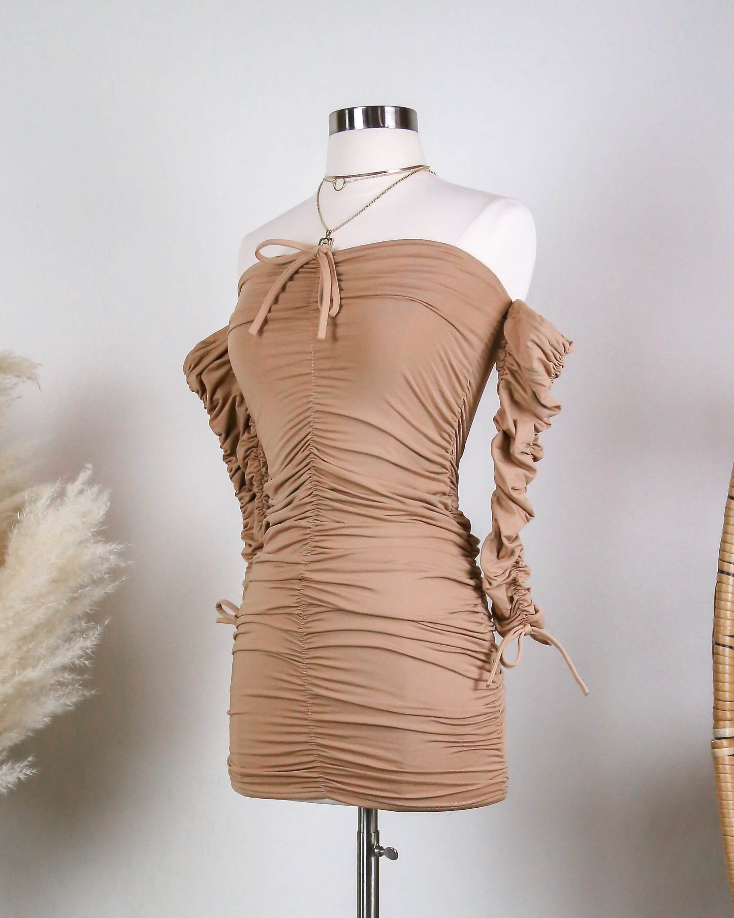 Flirty Hour Strapless Fleece Lined Ruched Mini Dress in More Colors