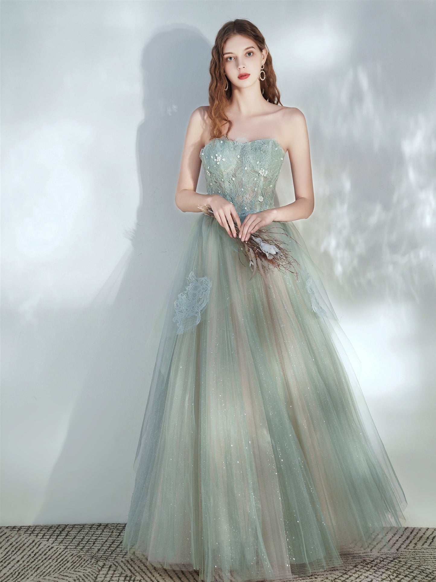 Flowy Light Green Prom Dress