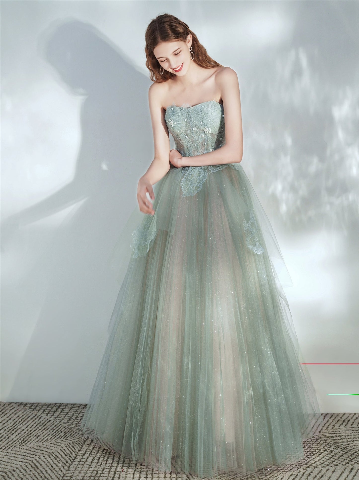 Flowy Light Green Prom Dress