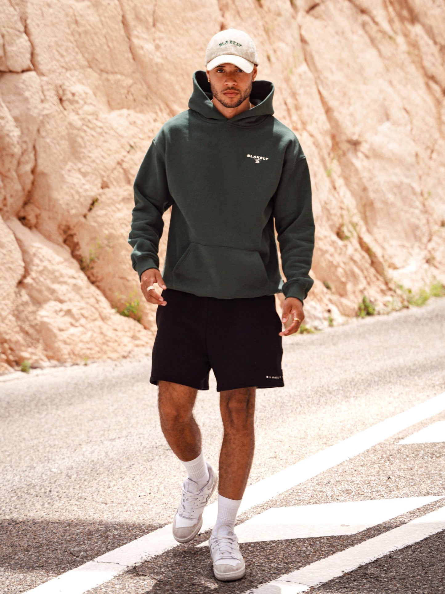 Riviera Initial Relaxed Hoodie - Dark Green