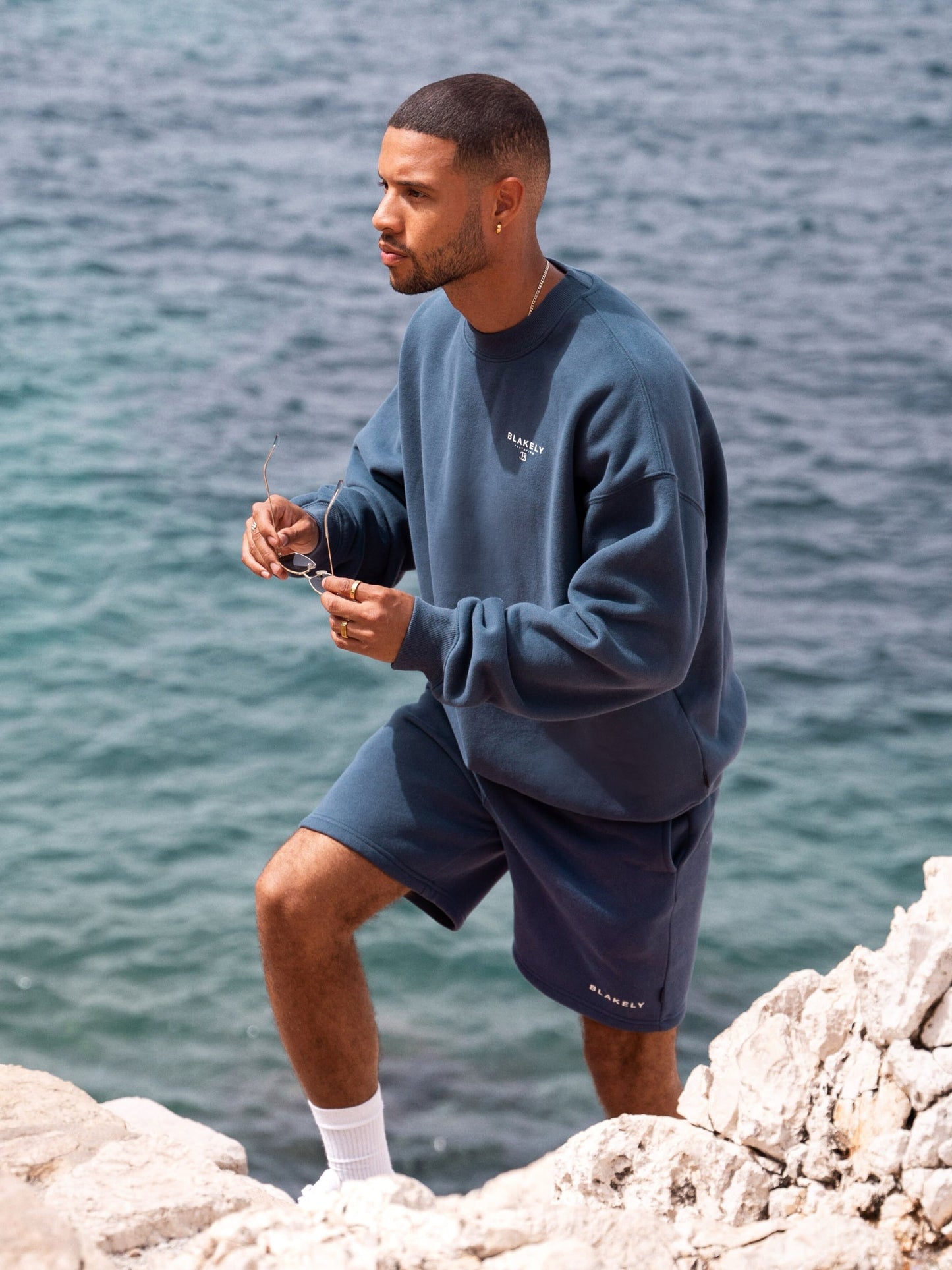 Riviera Initial Jumper - Mid Blue