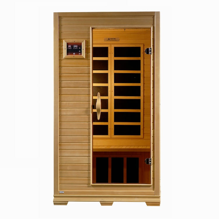 Golden Designs Studio Elite 1-2-person PureTech™ Near Zero EMF FAR Infrared Sauna (Canadian Hemlock)