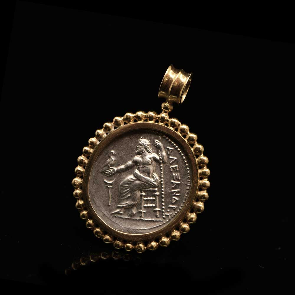 A silver Tetradrachm of Alexander the Great set as a pendant, ca. 336 - 323 BCE