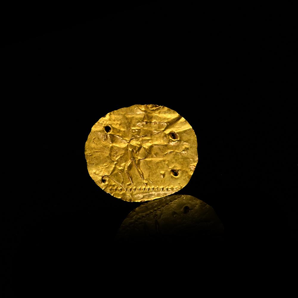 A Greek Gold Plaque of a Warrior, Hellenistic Period, ca. 3rd - 1st century BCE