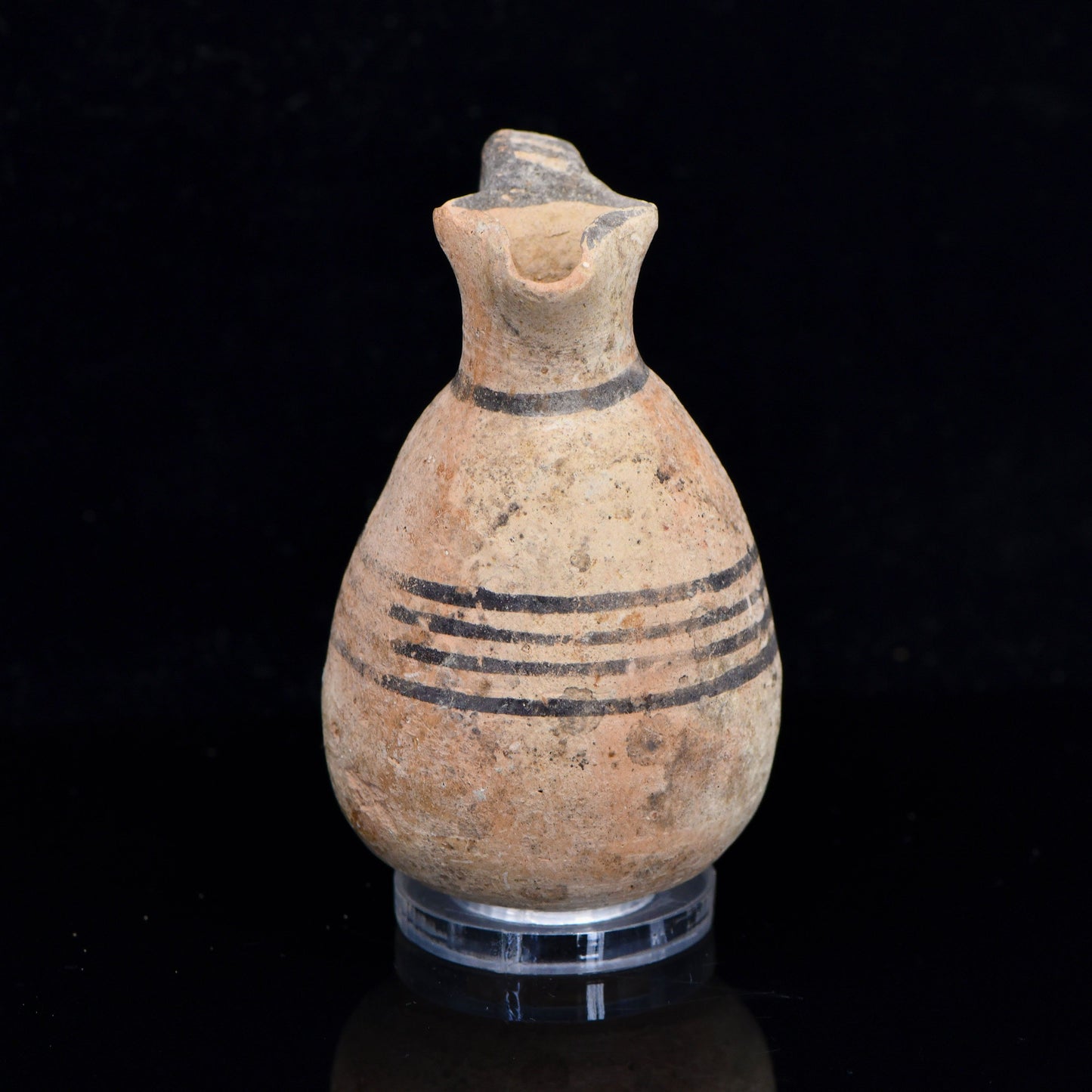 A small Cypro-Phoenician Black on Red Ware Juglet, Iron Age II A-B, ca. 900 - 800 BCE