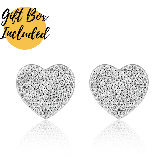 1.50 Carat TW Stunning Heart to Heart Stud Earrings in 14k White Gold Plate, Created Moissanite