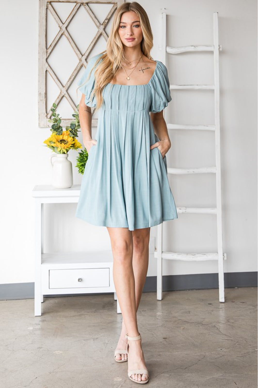HEYSON London Charm Pin Tuck Flare Dress