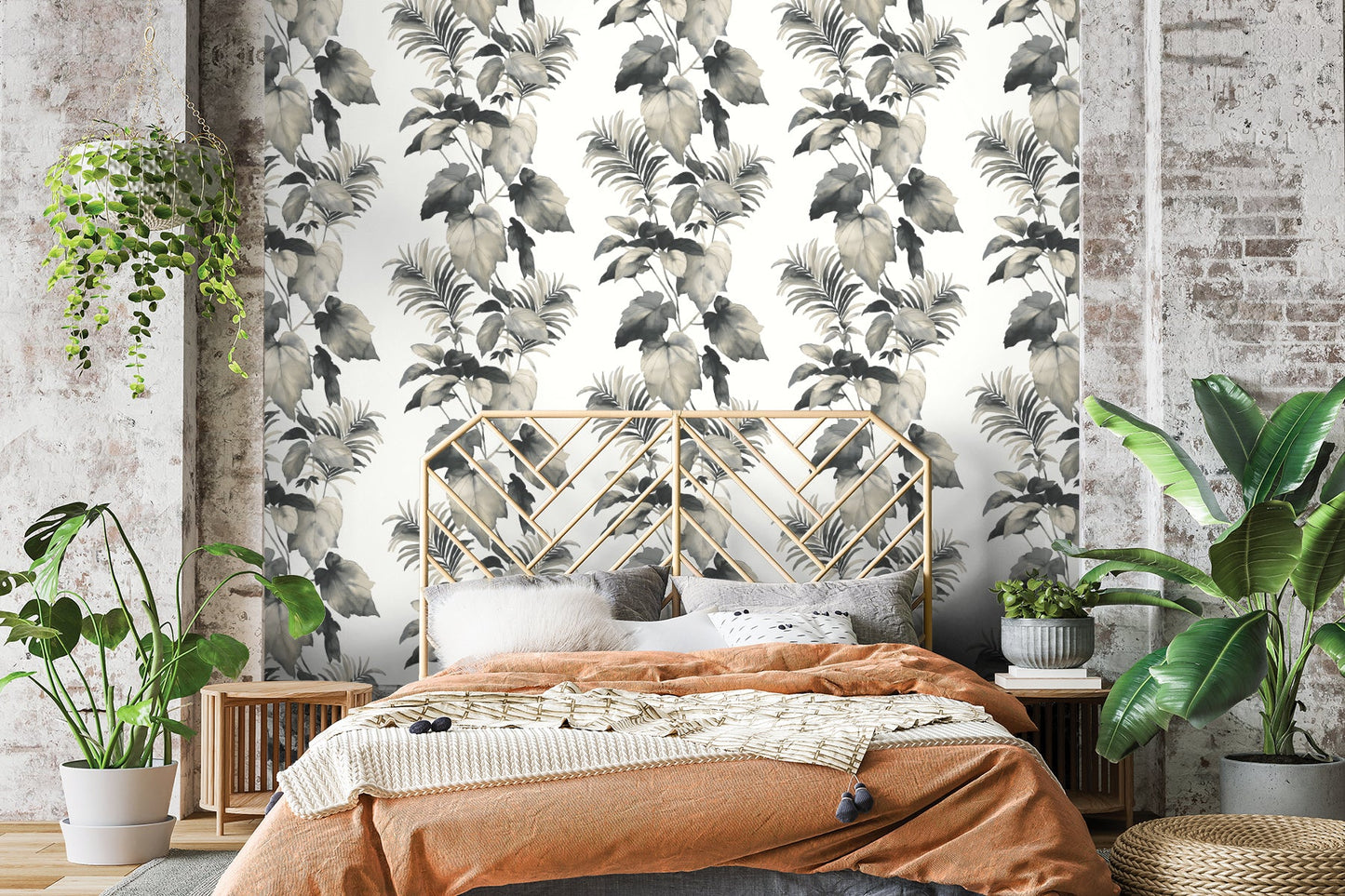 Leaf Stripe Peel-and-Stick Wallpaper in Inkwell by Harry & Grace