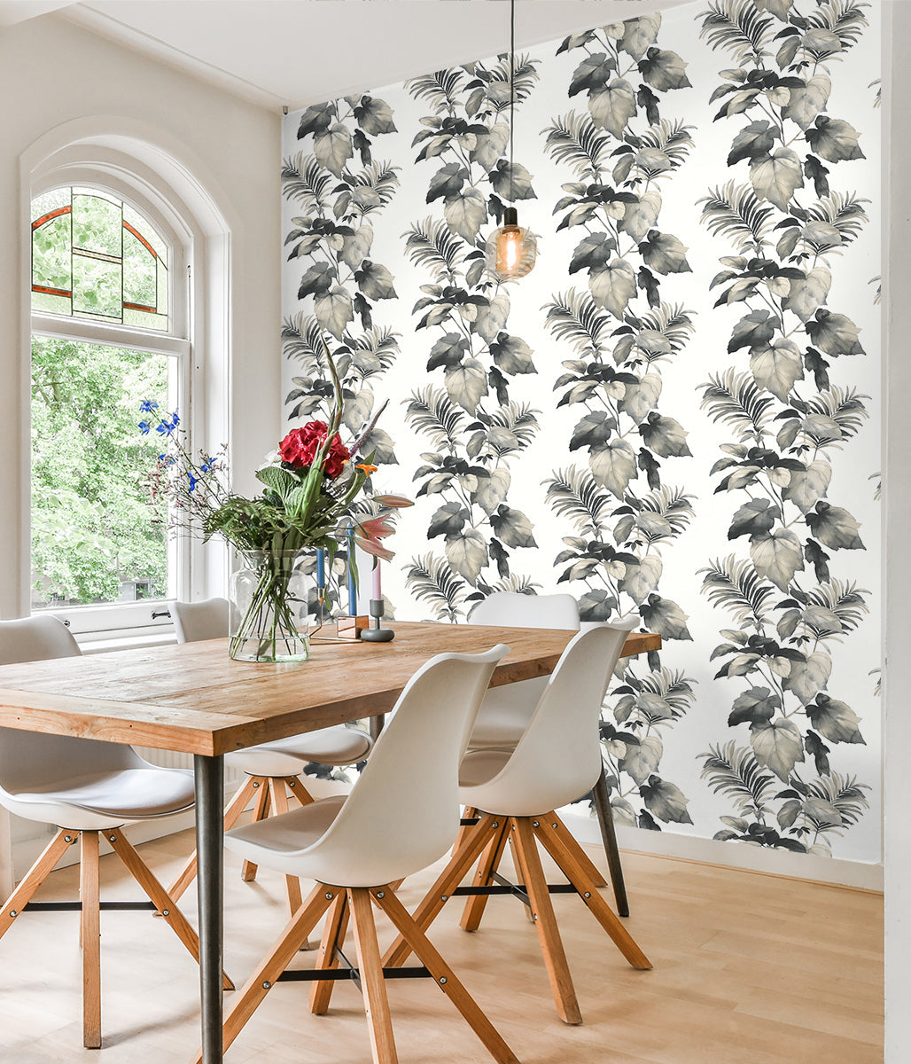 Leaf Stripe Peel-and-Stick Wallpaper in Inkwell by Harry & Grace
