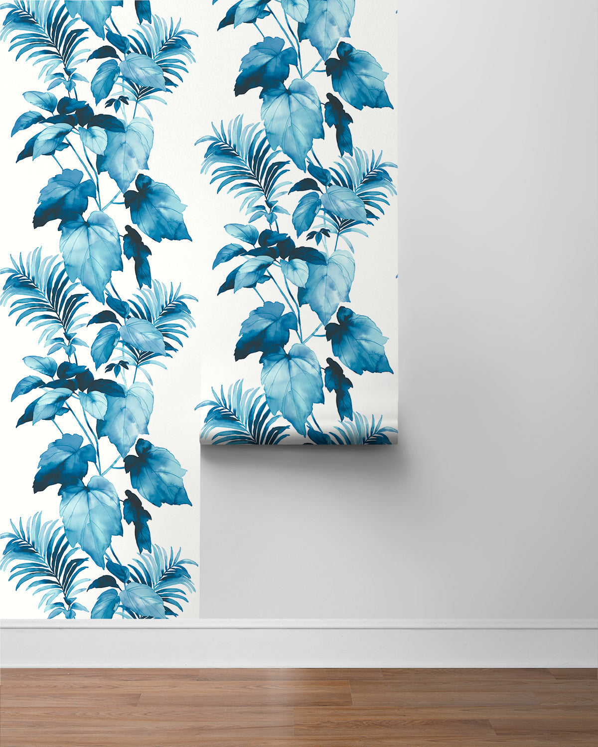 Leaf Stripe Peel-and-Stick Wallpaper in Olympic Blue by Harry & Grace