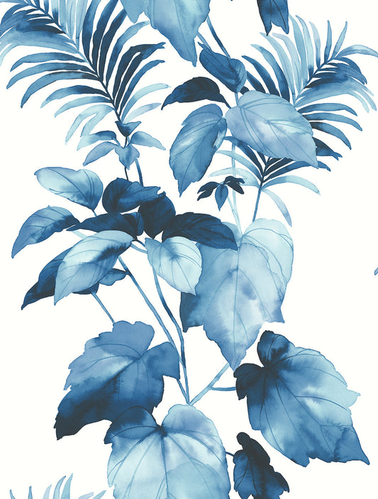 Leaf Stripe Peel-and-Stick Wallpaper in Olympic Blue by Harry & Grace