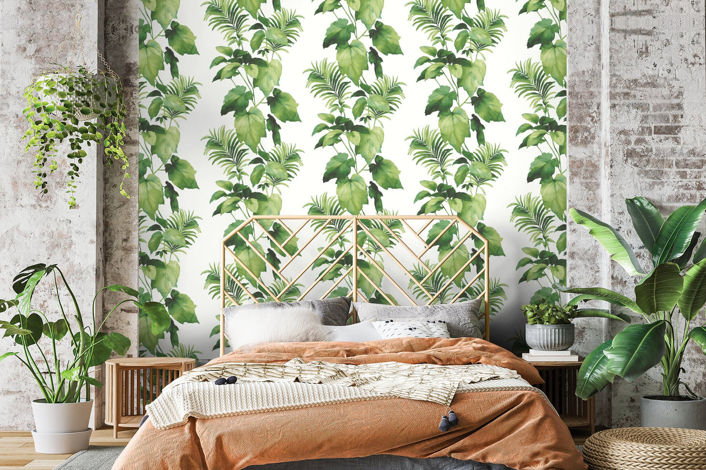 Leaf Stripe Peel-and-Stick Wallpaper in Summer Fern by Harry & Grace