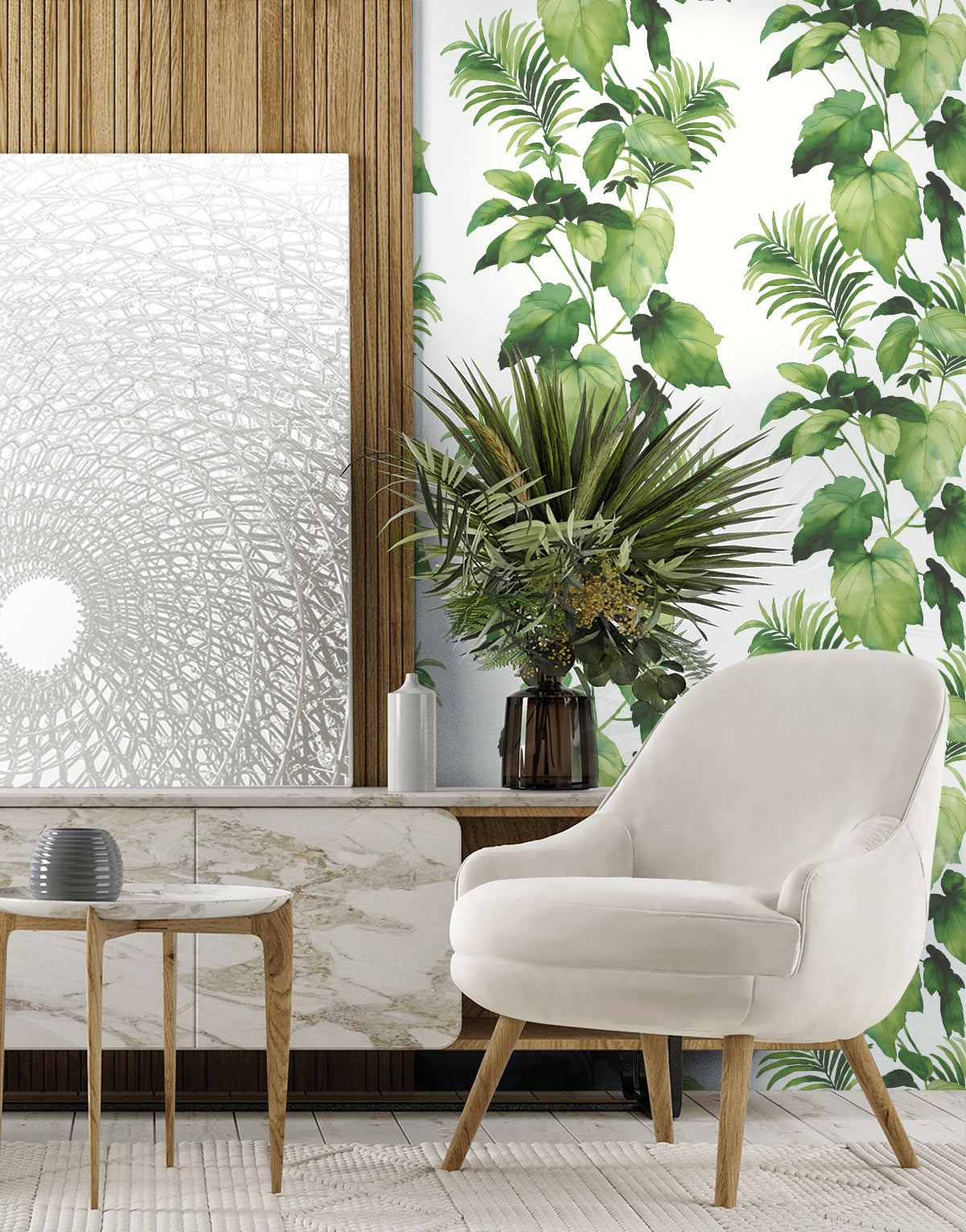 Leaf Stripe Peel-and-Stick Wallpaper in Summer Fern by Harry & Grace