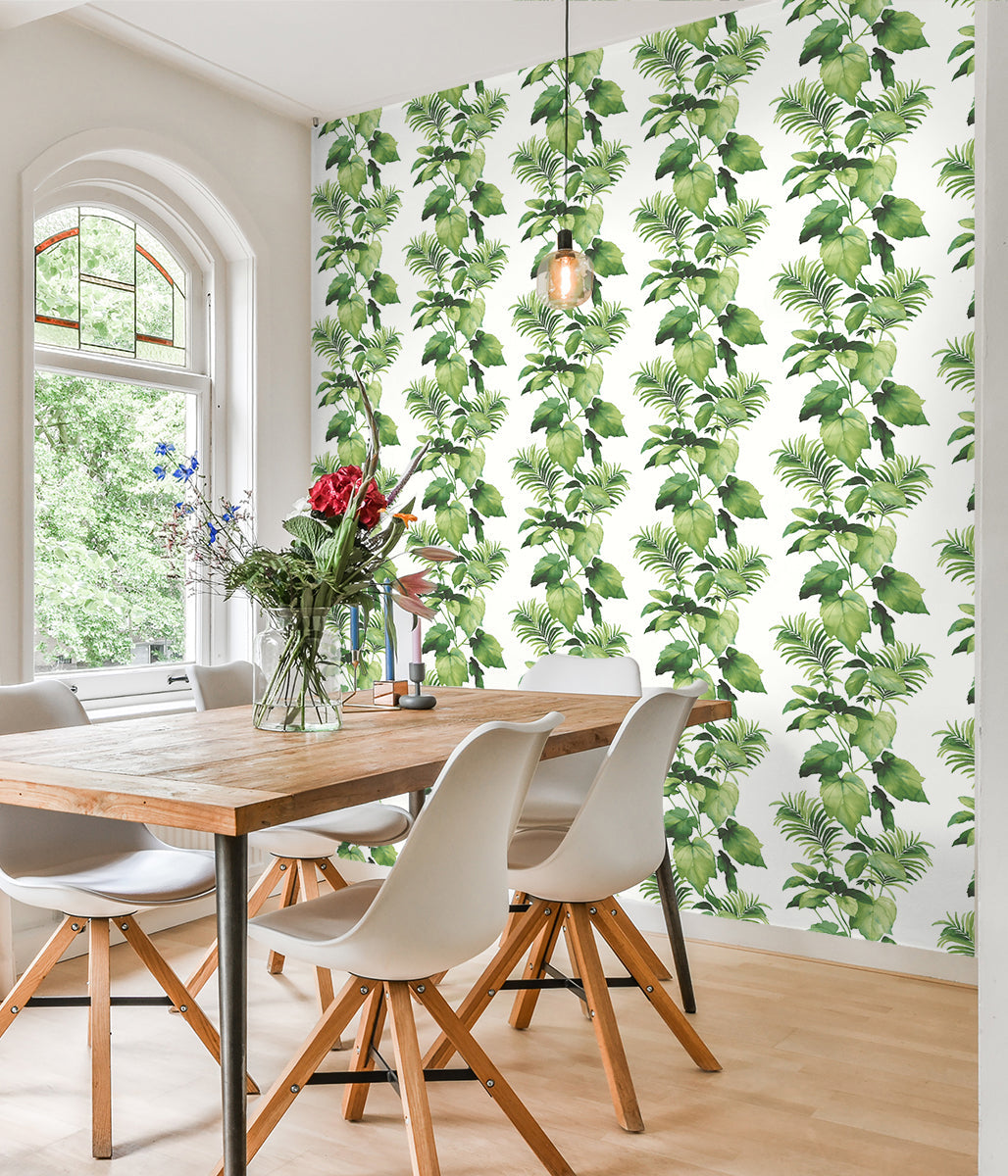 Leaf Stripe Peel-and-Stick Wallpaper in Summer Fern by Harry & Grace