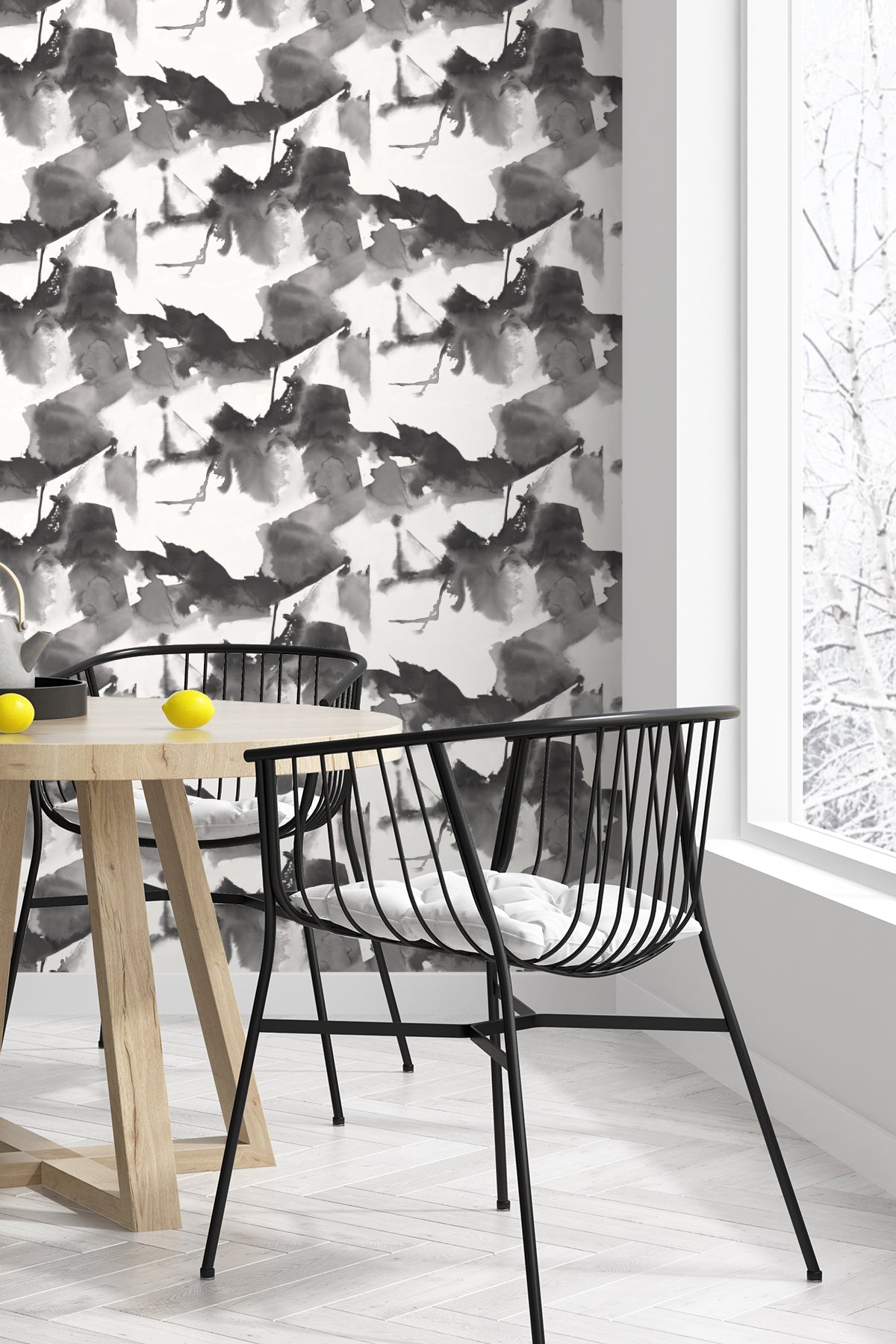 Watercolor Block Peel-and-Stick Wallpaper in Inkwell by Harry & Grace