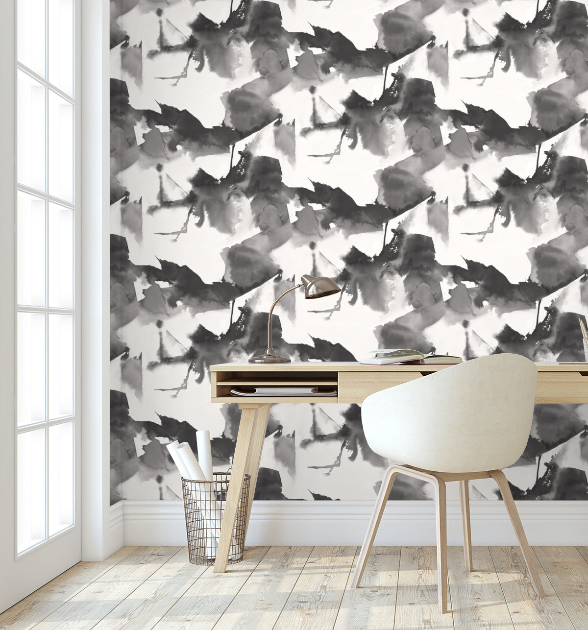 Watercolor Block Peel-and-Stick Wallpaper in Inkwell by Harry & Grace