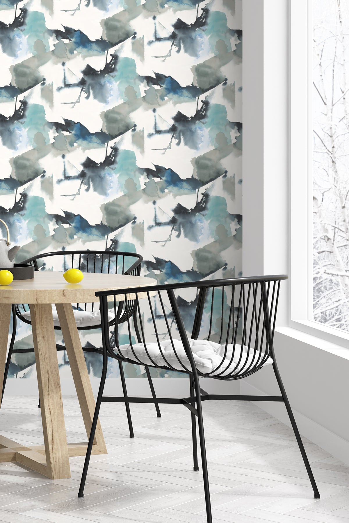 Watercolor Block Peel-and-Stick Wallpaper in Blue Lagoon by Harry & Grace