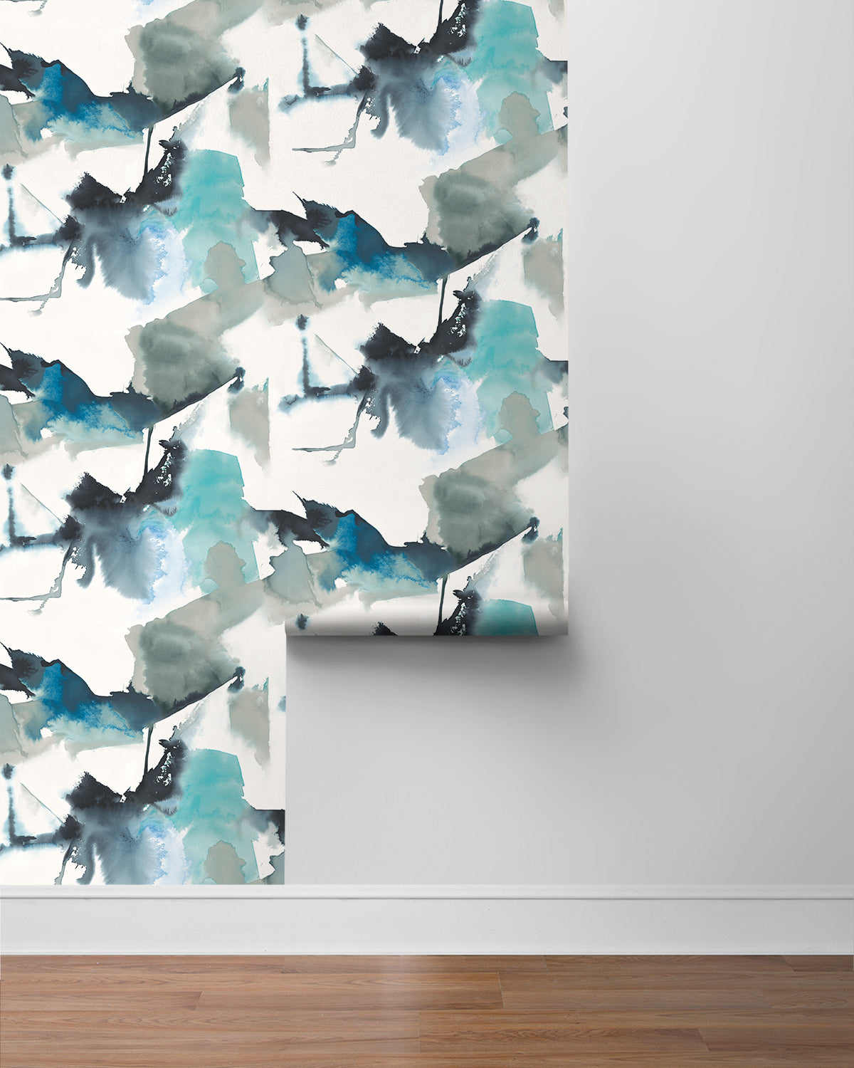 Watercolor Block Peel-and-Stick Wallpaper in Blue Lagoon by Harry & Grace