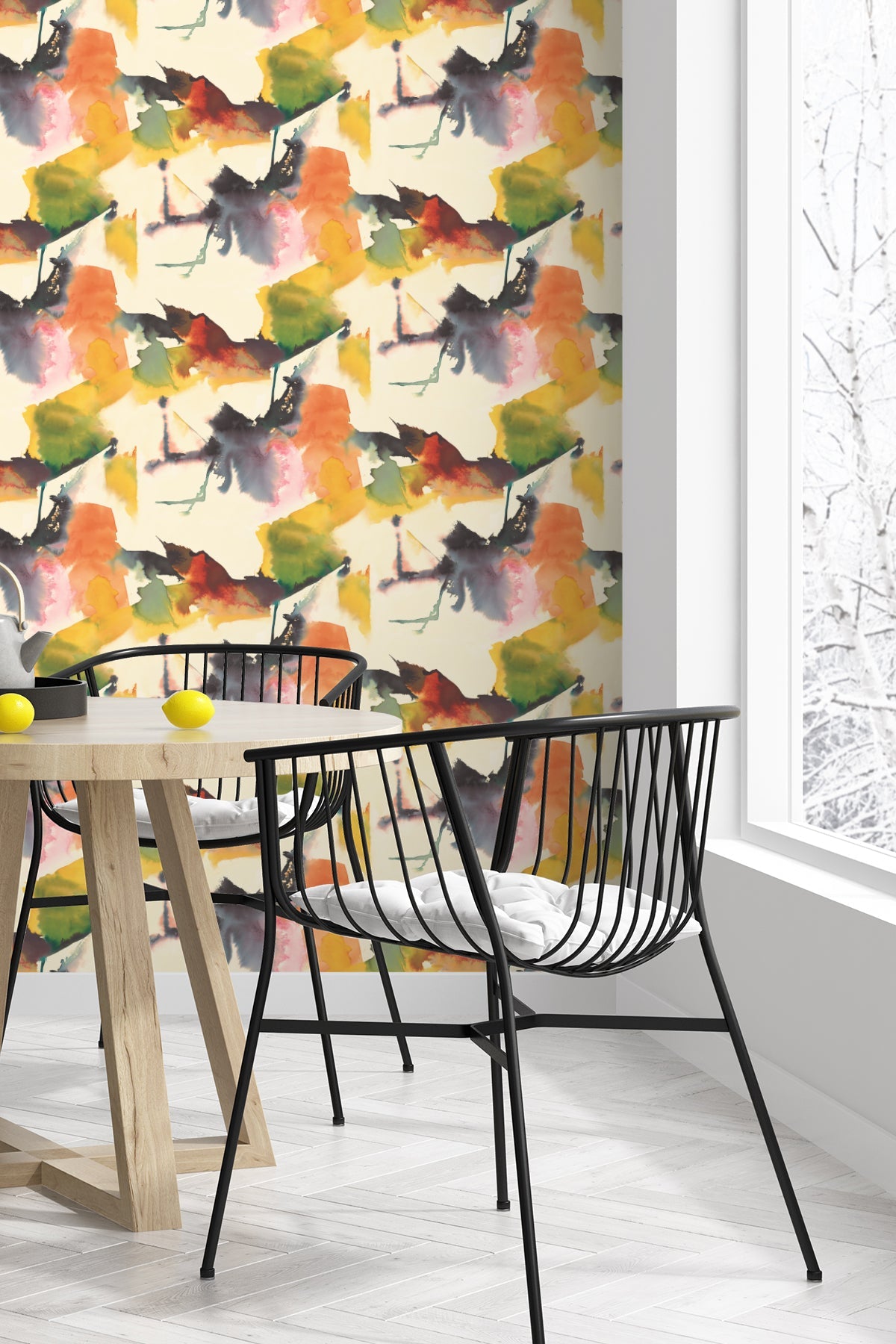 Watercolor Block Peel-and-Stick Wallpaper in Persimmon/Plum by Harry & Grace