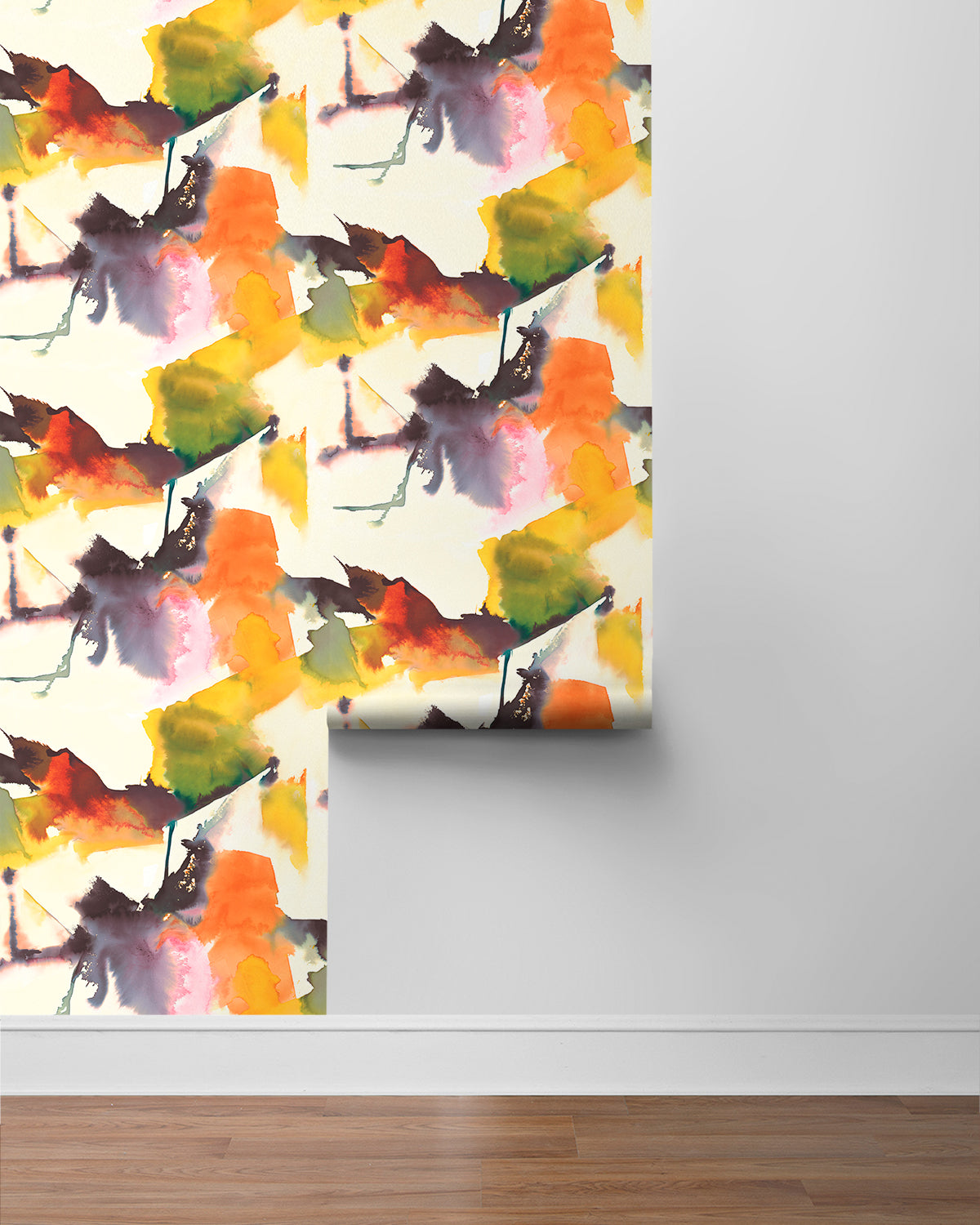 Watercolor Block Peel-and-Stick Wallpaper in Persimmon/Plum by Harry & Grace