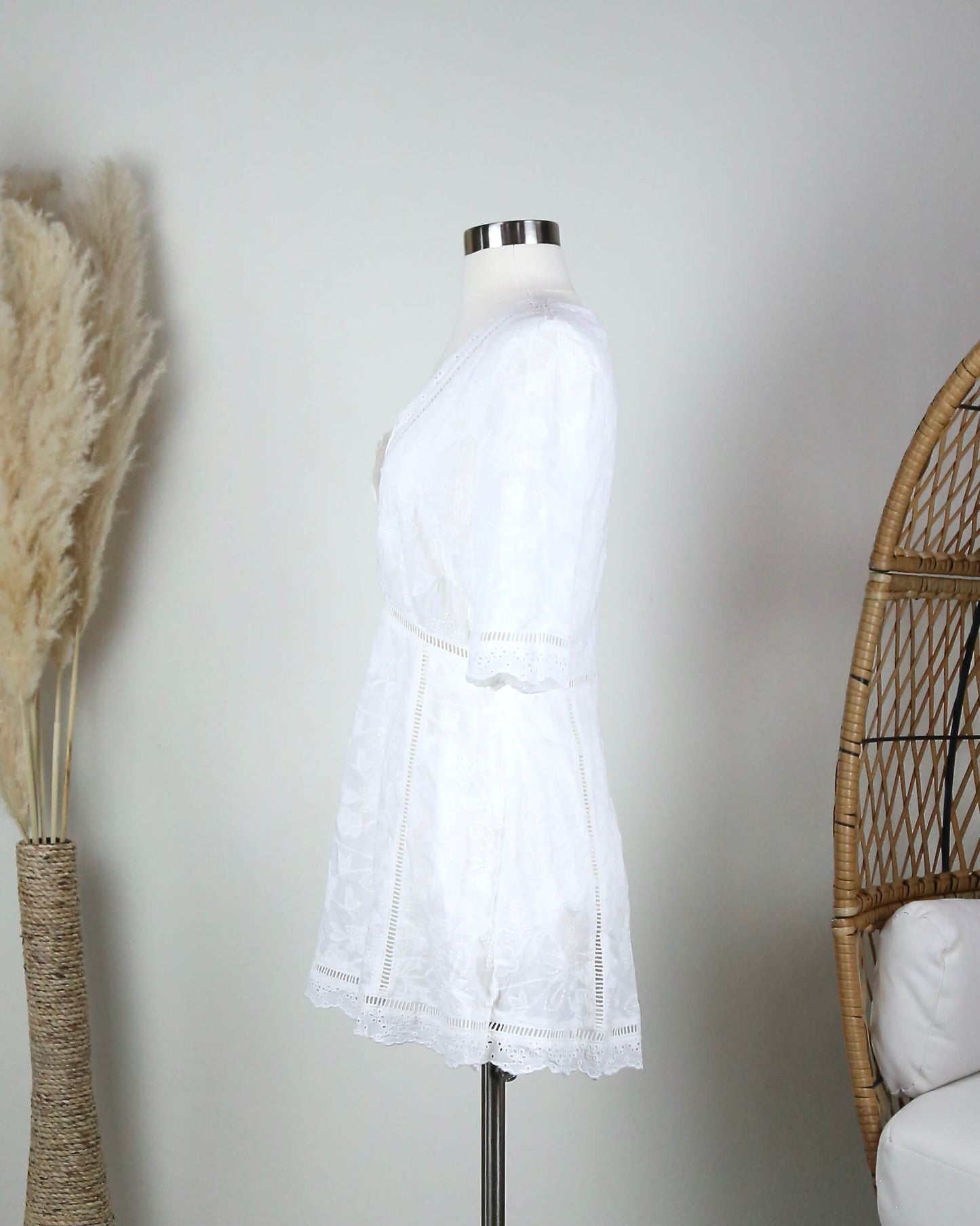 Honey Punch Off Duty Plunging Festival Women's Dress in White