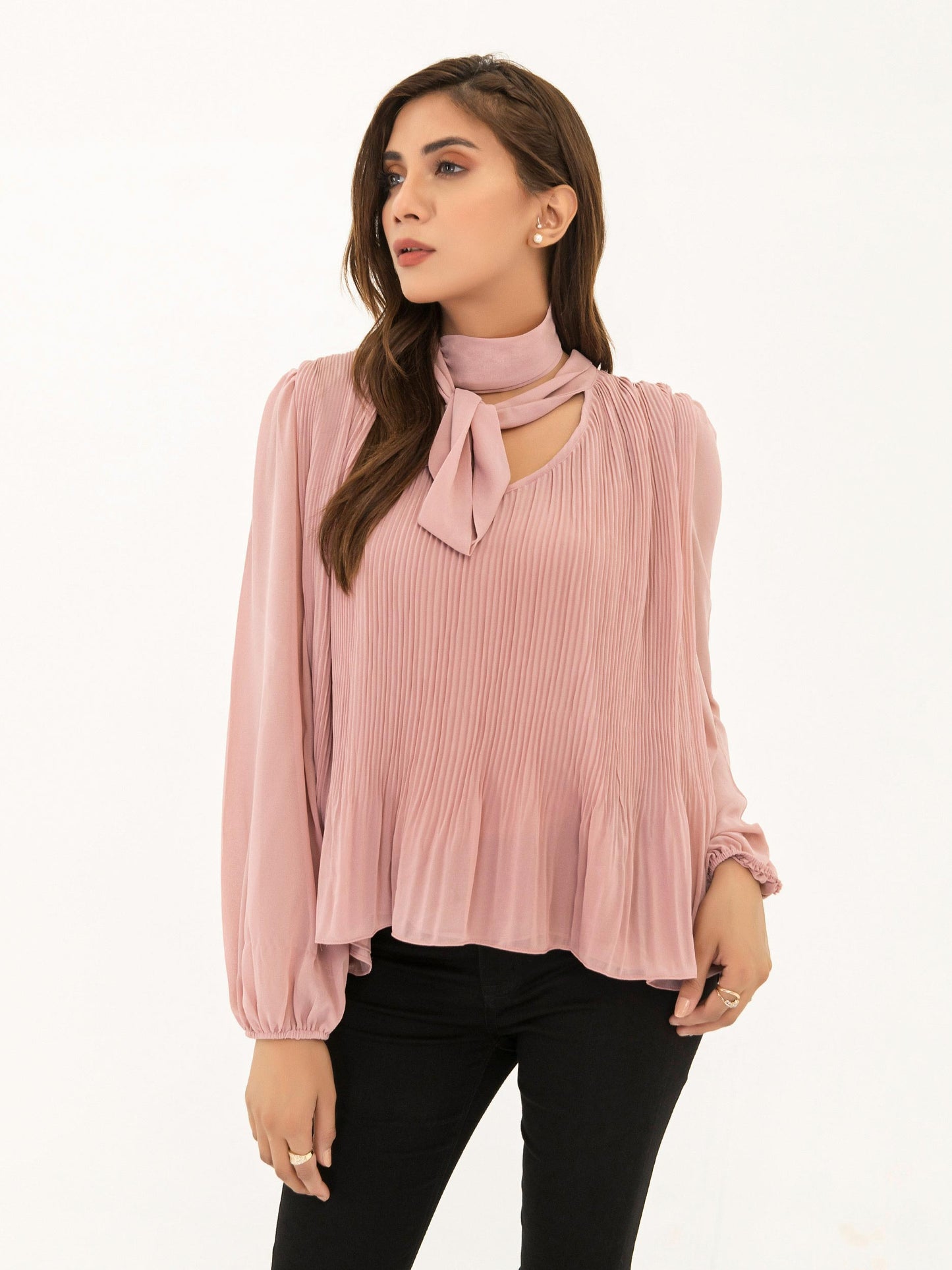 Ribbed Chiffon Top