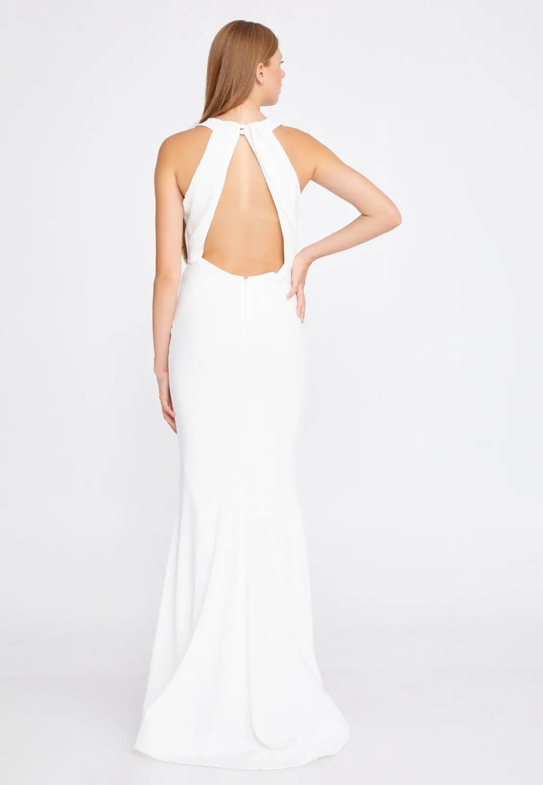 Sheath with open back wedding dress