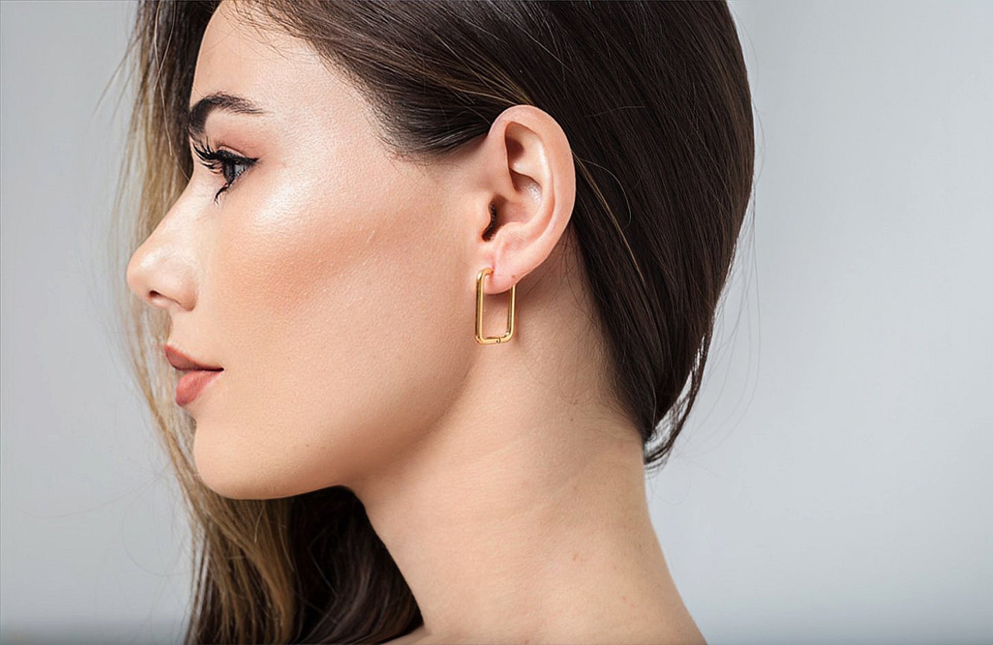 18k Gold Plated Rectangle Earrings