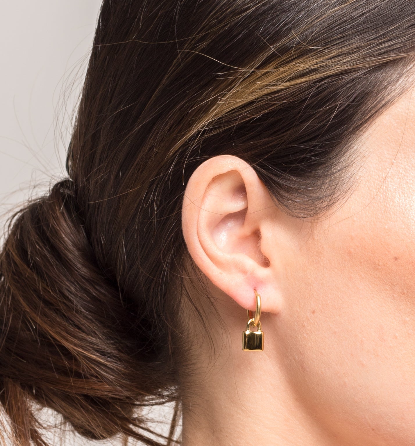 Gold Lock Hoop Earrings