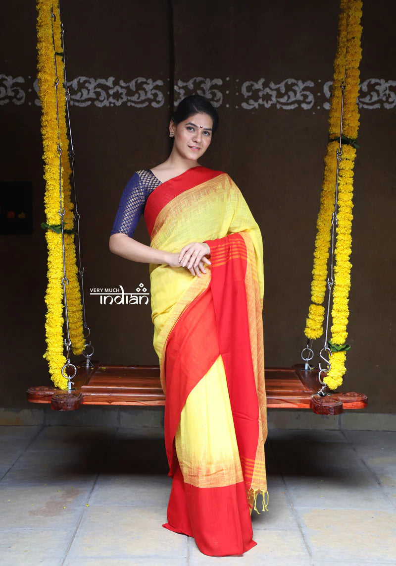Saadgi ~Pure Cotton Handloom Sarees with Intricate Borders