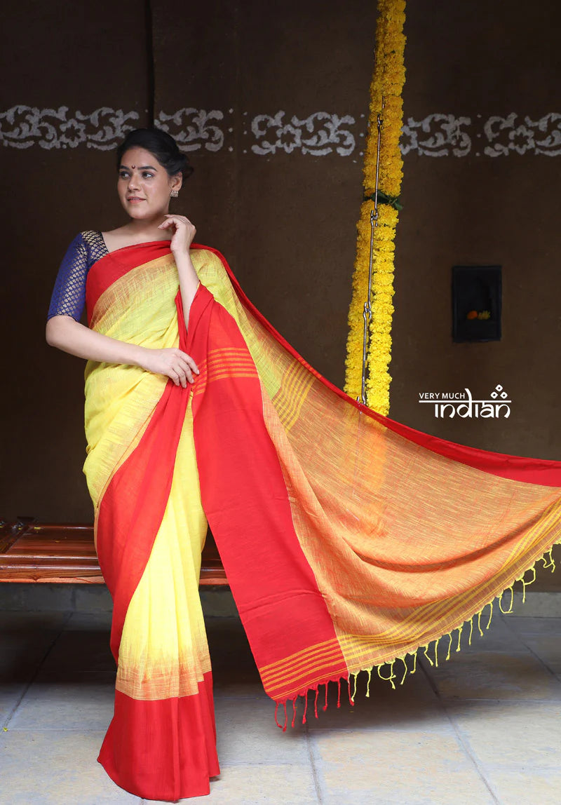 Saadgi ~Pure Cotton Handloom Sarees with Intricate Borders