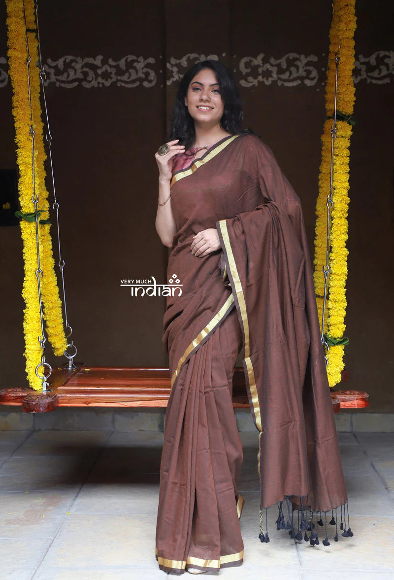 Saadgi ~Pure Cotton Handloom Sarees with Intricate Borders