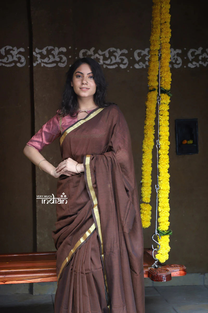 Saadgi ~Pure Cotton Handloom Sarees with Intricate Borders