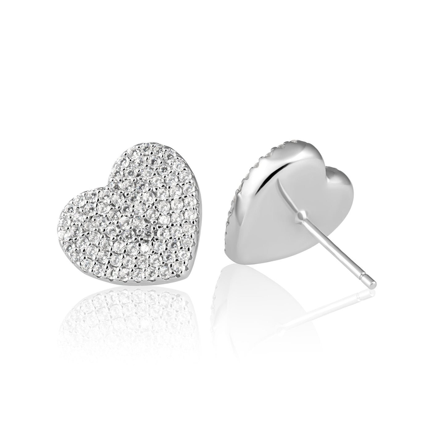 1.50 Carat TW Stunning Heart to Heart Stud Earrings in 14k White Gold Plate, Created Moissanite