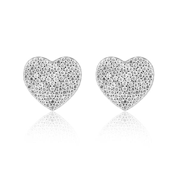 1.50 Carat TW Stunning Heart to Heart Stud Earrings in 14k White Gold Plate, Created Moissanite