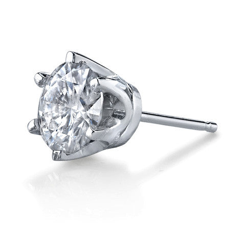 2.00 CTW Crown Stud 6-Prong Earrings, Created Moissanite