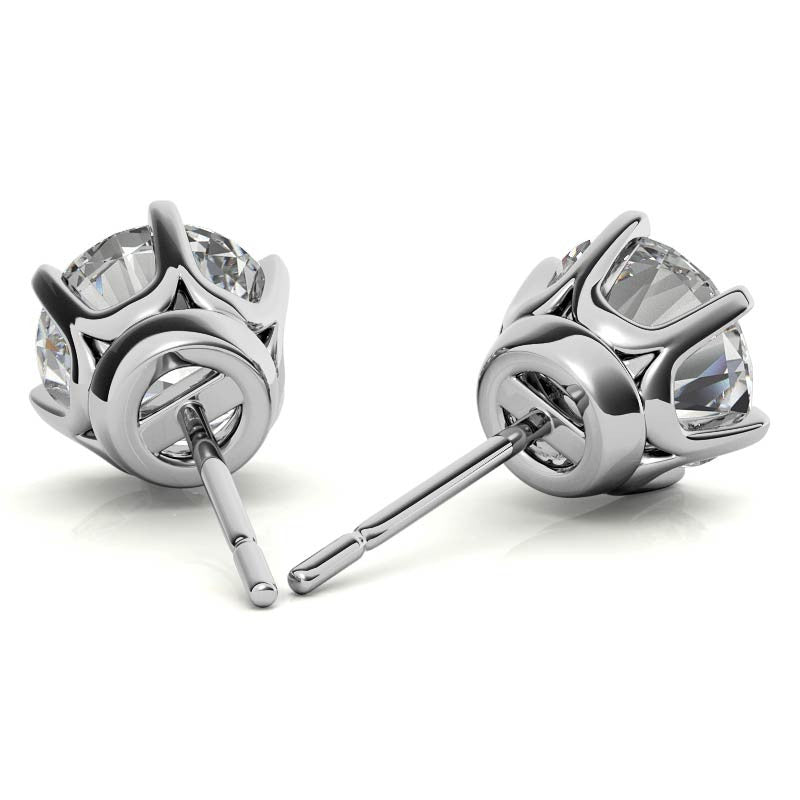 2.00 CTW Crown Stud 6-Prong Earrings, Created Moissanite