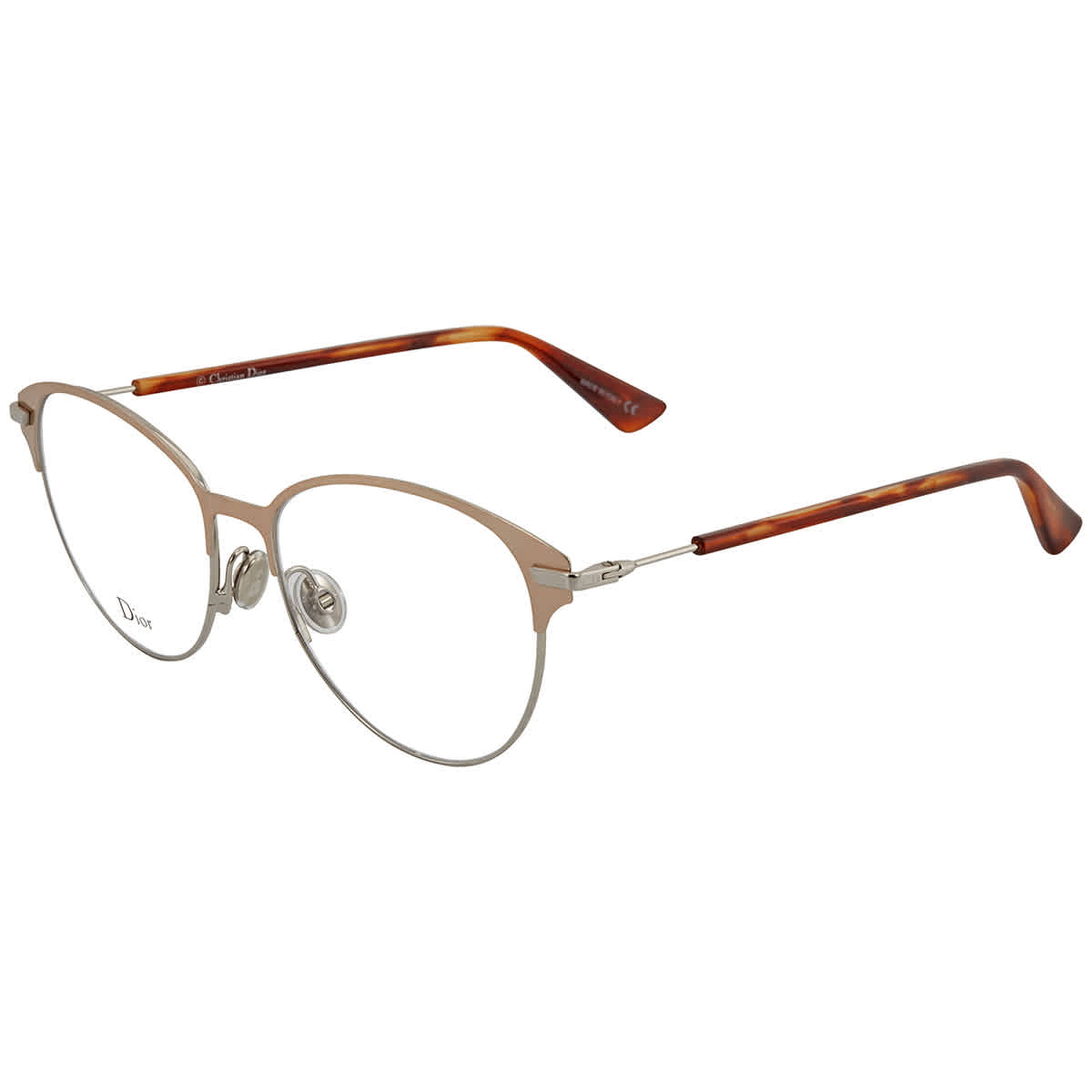 DIOR Ladies Metal Rose Gold Tone Oversized Eyeglass Frames