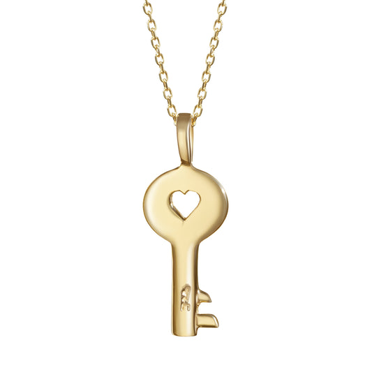 14k Gold Key Necklace with Chain