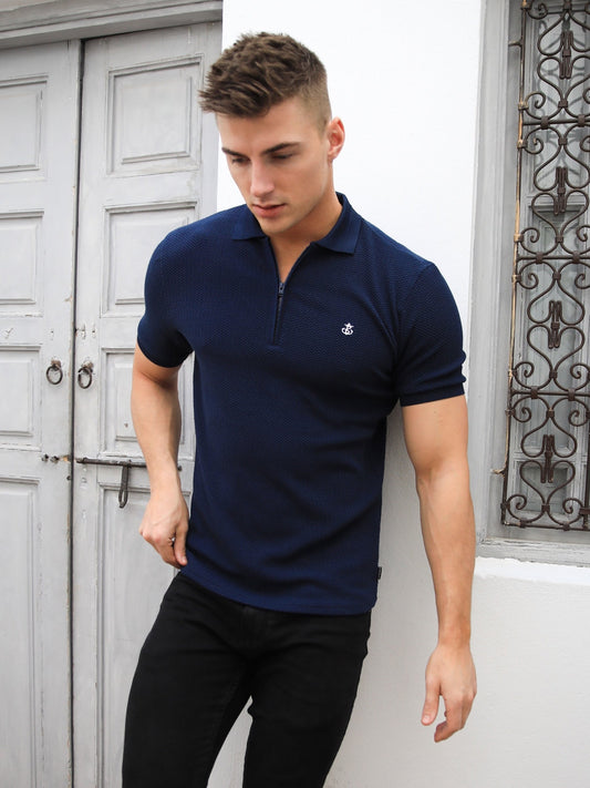 Adassil Textured Polo Shirt - Navy