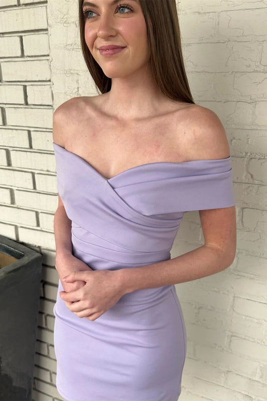 Lilac Off Shoulders Bodycon Homecoming Dress