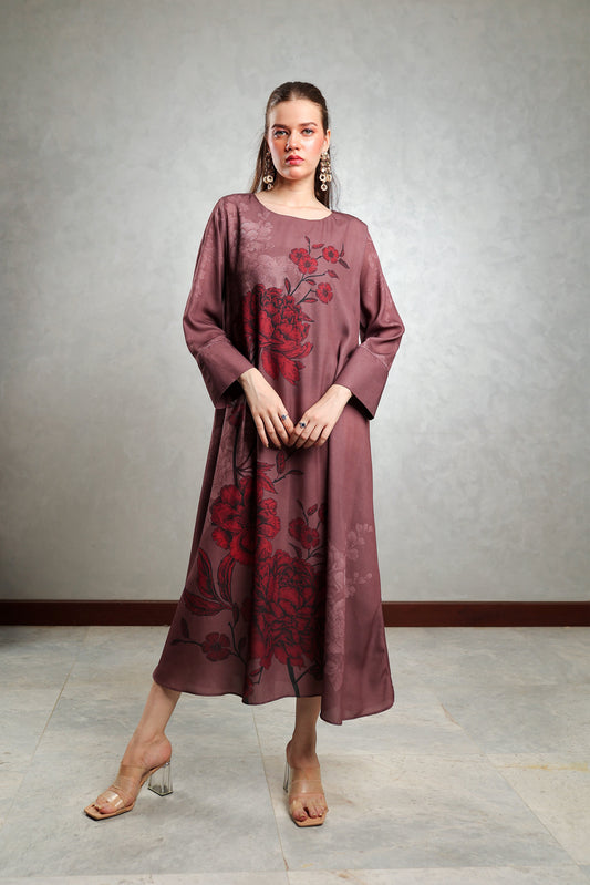 Brown Floral Motif Maxi