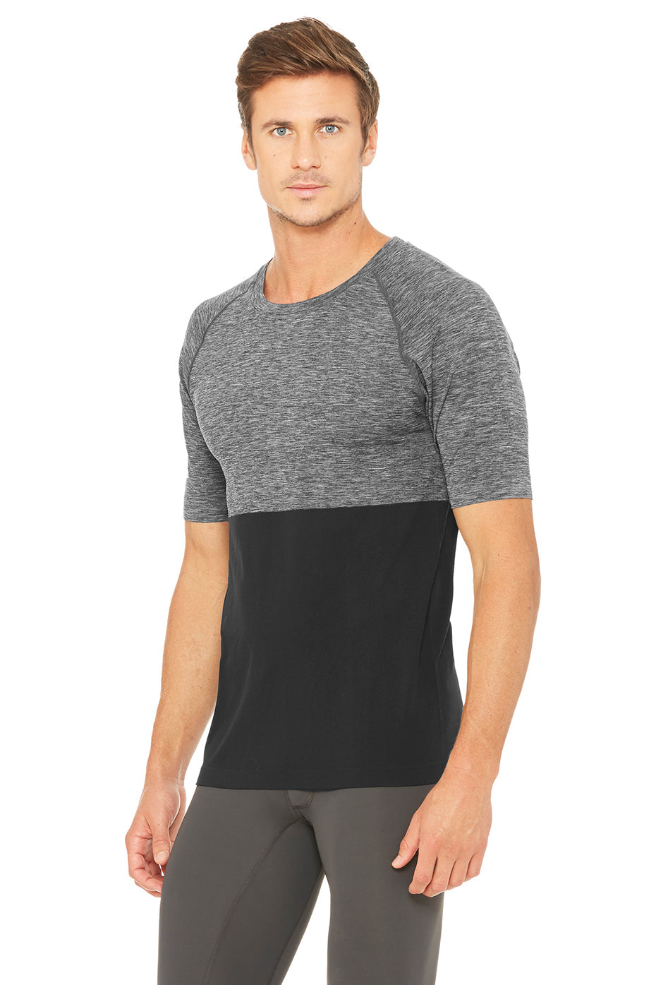 Energy Short Sleeve Crew - Black/Charcoal Heather